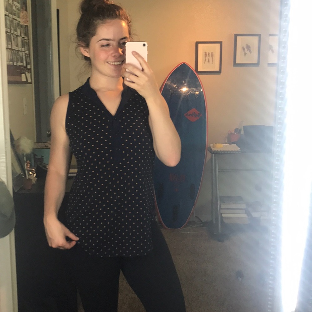 Polka dot sleeveless blouse